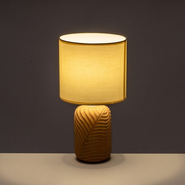 Opečnato oranžna in kremno bela namizna svetilka s tekstilnim senčilom (višina 39 cm) – Casa Selección-image-1