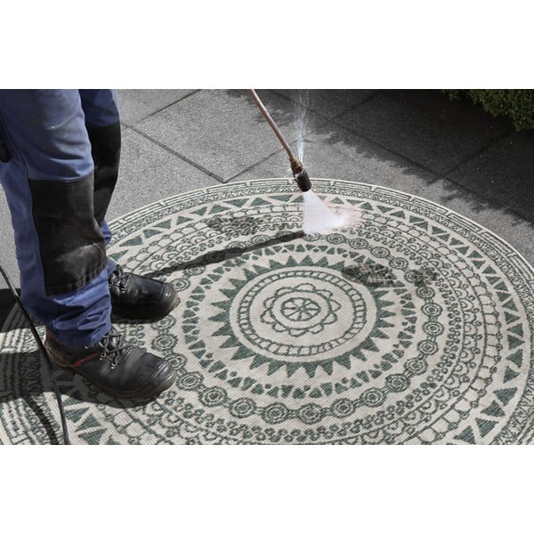 Zeleno-krem zunanja preproga NORTHRUGS Coron, ø 140 cm-image-4