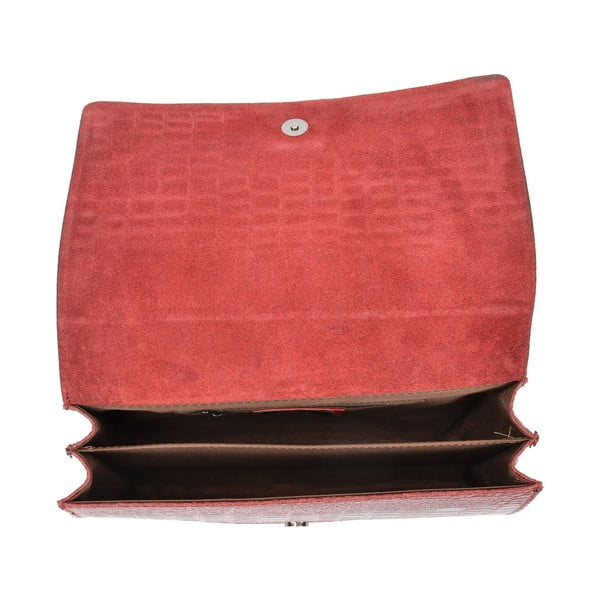 Rdeča usnjena pisemska torbica Carla Ferreri Chain-image-3