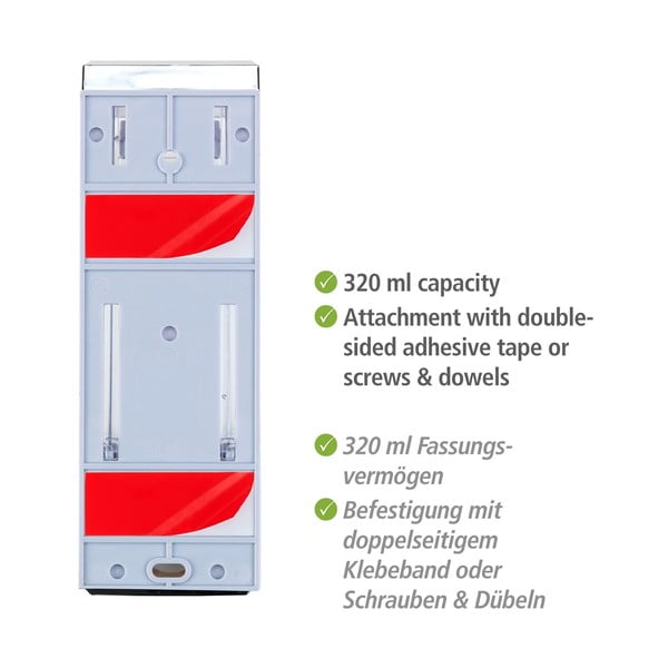 Plastičen stenski dozirnik za milo v srebrni barvi 0.32 l Istres – Wenko-image-4