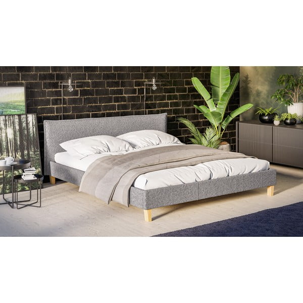 Siva oblazinjena zakonska postelja z letvenim dnom 180x200 cm Tina – Ropez-image-2