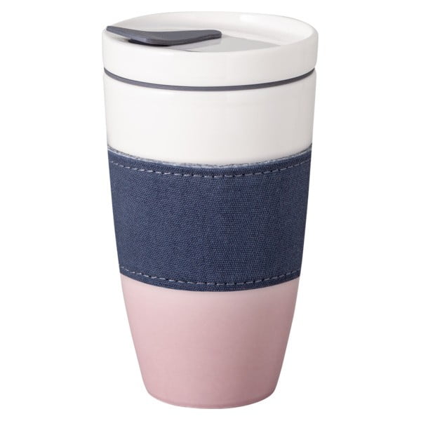 Roza in bela porcelanast lonček to go Villeroy & Boch Like To Go, 350 ml-image-3