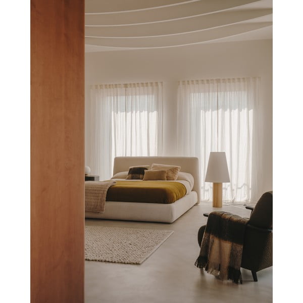 Bela/naravna stoječa svetilka s tekstilnim senčnikom (višina 110 cm) Marga – Kave Home-image-2