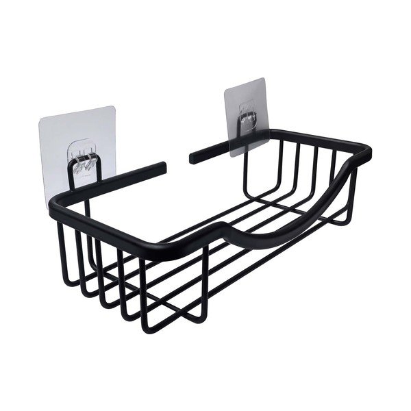 Mat črna aluminijasta kopalniška polica z namestitvijo brez vrtanja Filaire Aluminium – douceur d'intérieur-image-1