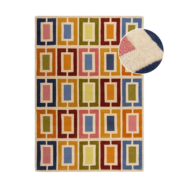 Ročno tkana volnena preproga 120x170 cm Retro Blocks – Flair Rugs