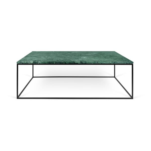 Zelena marmorna mizica s črnimi nogami TemaHome Gleam, 75 x 120 cm