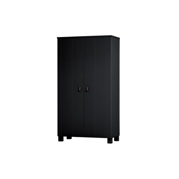 Črna garderobna omara iz masivnega bora 111x202 cm Ties – WOOOD-image-3