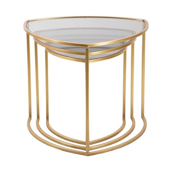 Okrogle mizice s stekleno mizno ploščo v zlati barvi v kompletu 3 ks ø 60 cm Triangle – Mauro Ferretti-image-2