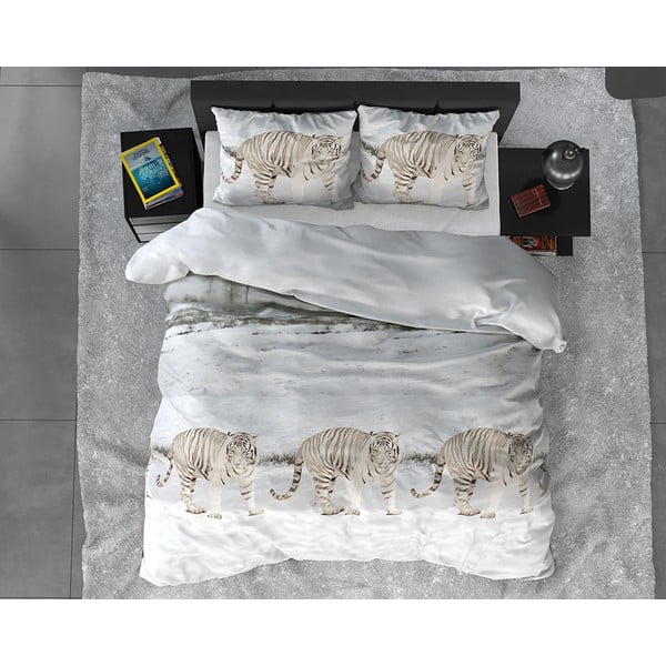 Flanelna posteljnina za zakonsko posteljo Sleeptime Winter Tiger, 200 x 220 cm