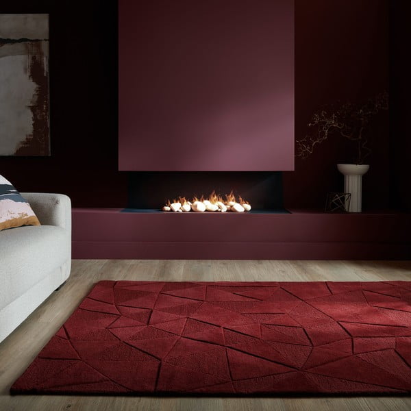 Bordo rdeča ročno tkana volnena preproga 160x230 cm Shard Red – Flair Rugs-image-1