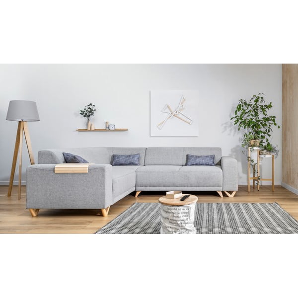 Svetlo siva raztegljiva/s prostorom za shranjevanje kotna sedežna garnitura (levi kot/v obliki črke L) Classy Sophie – Miuform-image-1