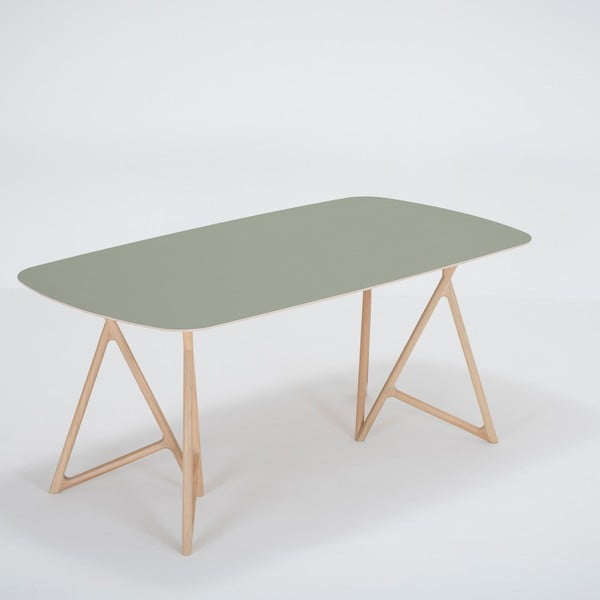 Jedilna miza iz masivnega hrasta z zelenim vrhom Gazzda Koza, 180 x 90 cm