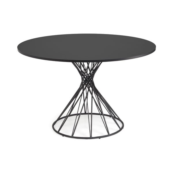 Črna okrogla jedilna miza s črno mizno ploščo ø 120 cm Niut – Kave Home