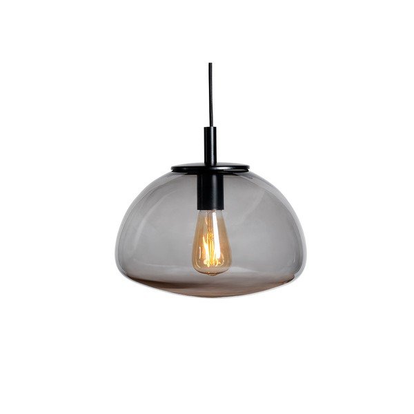 Črna viseča svetilka s steklenim senčilom ø 30 cm Flin – CustomForm