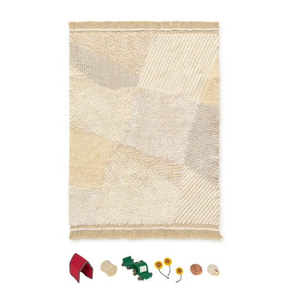 Bež bombažna otroška igralna preproga 120x170 cm Farm Fields – Lorena Canals