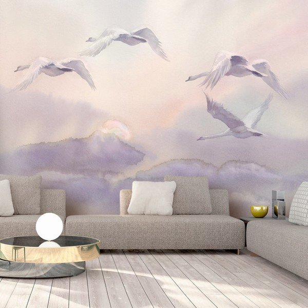 Tapeta velikega formata Artgeist Flying Swans, 200 x 140 cm-image-1