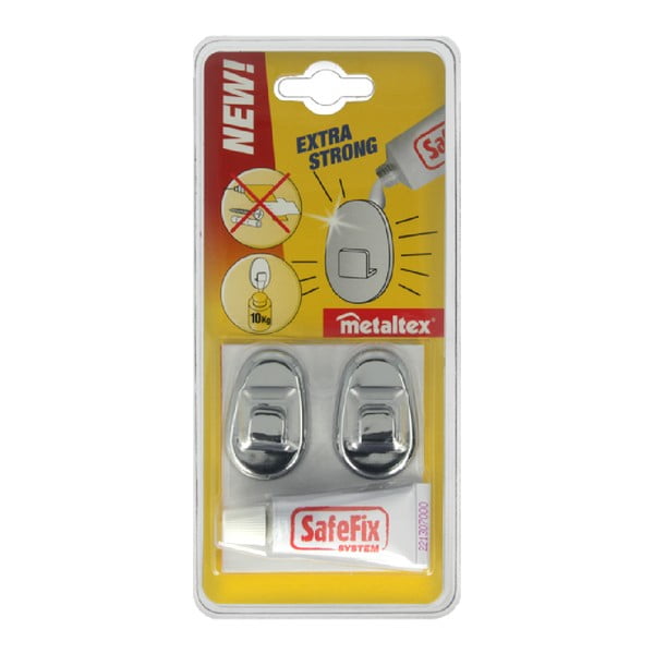 Komplet 2 kavljev in lepila Metaltex Silver-image-2