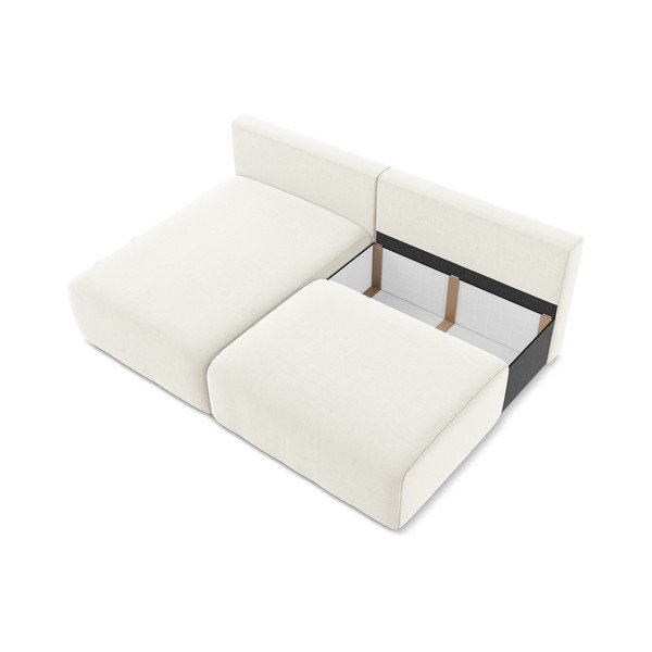 Kremno bela žametna raztegljiva/s prostorom za shranjevanje kotna sedežna garnitura (levi kot/z ležalnikom) Kalena – Makamii-image-4