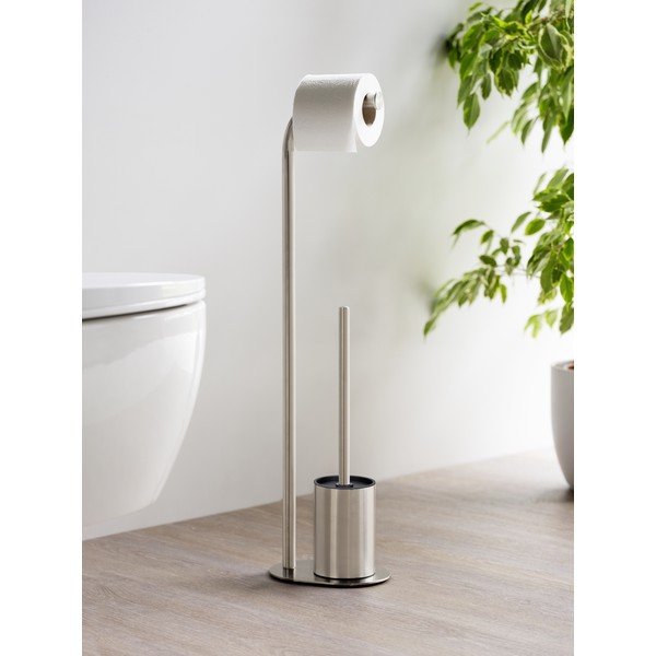 Stojalo za WC papir z WC ščetko iz nerjavečega jekla v mat srebrni barvi Levante – Wenko-image-2