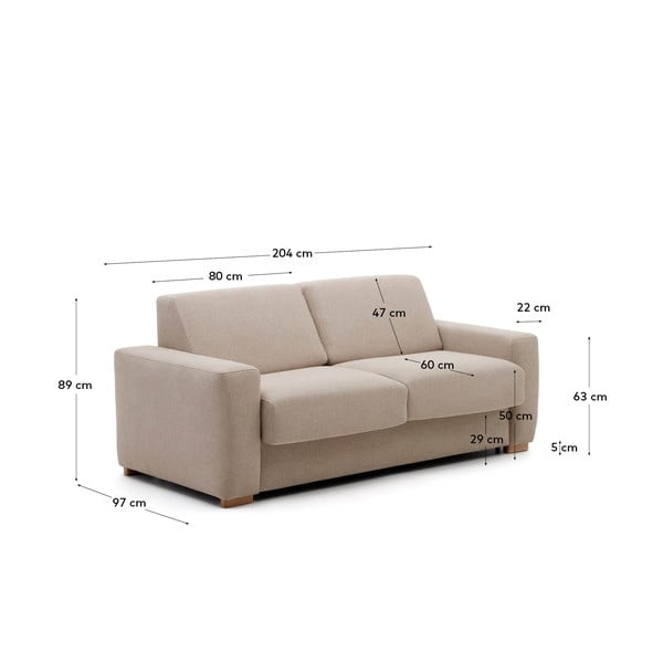 Bež raztegljiva sedežna garnitura 204 cm Anley – Kave Home-image-3