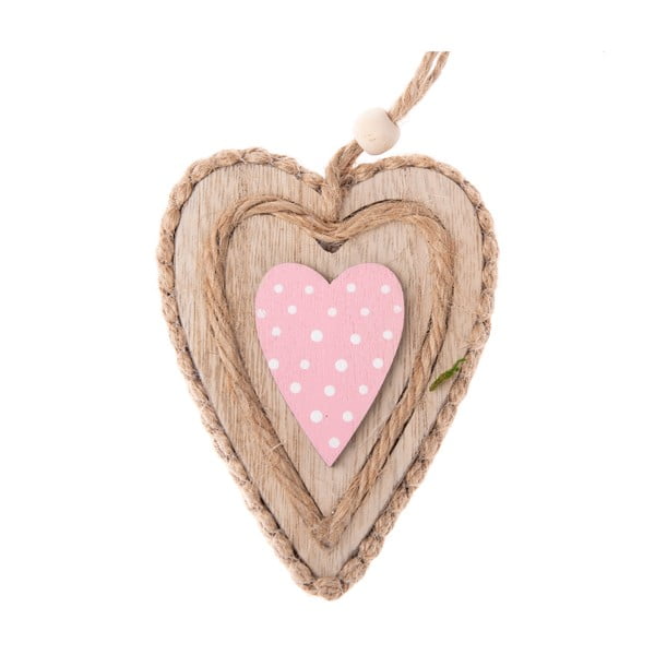 Roza leseno dekorativno viseče srce Dakls Roza srce