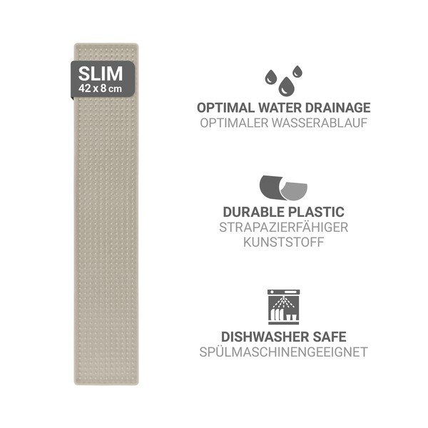 Bež plastična odcejalna podloga 42x8 cm Slim – Wenko-image-4