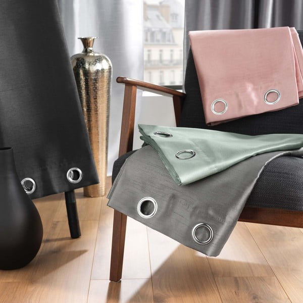 Modra zavesa iz mikrosatena 140x240 cm Shana – douceur d'intérieur-image-4