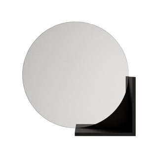 Stensko ogledalo s črno polico Skandica Lucija, ø 60 cm