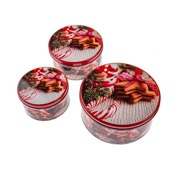 Kovinske posode za shranjevanje v kompletu za slaščice 3 ks Christmas – Dakls
