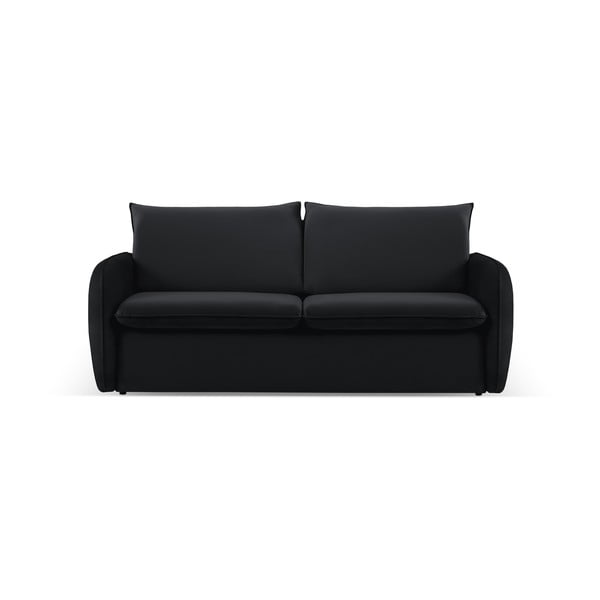 Črna žametna raztegljiva sedežna garnitura 194 cm Vienna – Cosmopolitan Design