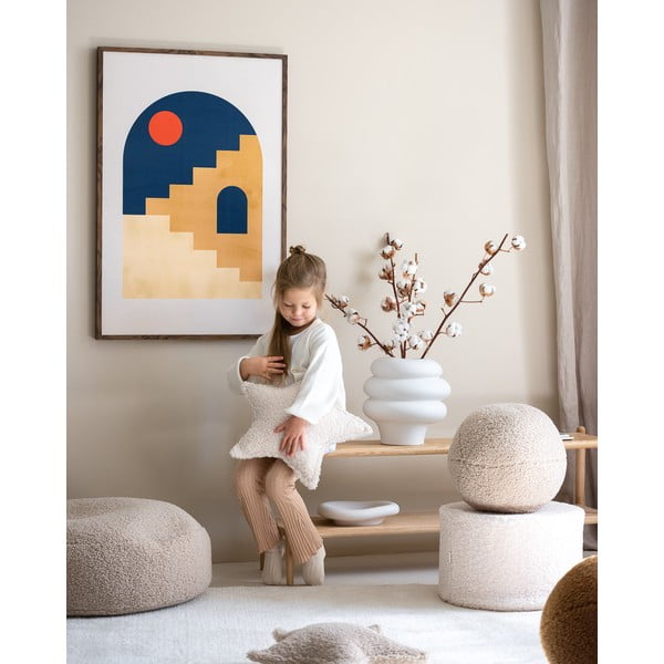 Kremno bel otroški tabure iz tkanine bouclé – Wigiwama-image-3