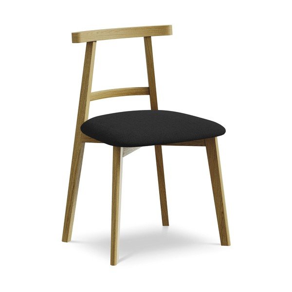 Črn jedilni stol iz masivnega lesa Ohelo – Makamii