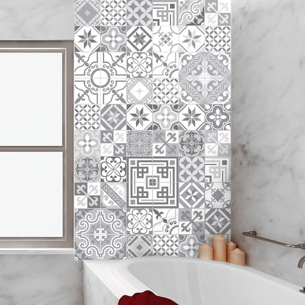 Komplet 60 stenskih nalepk Ambiance Vintage Design Shade of Gray, 10 x 10 cm-image-1