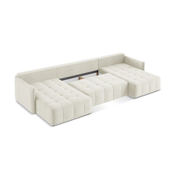 Bež raztegljiva/s prostorom za shranjevanje kotna sedežna garnitura (v obliki črke "U") Moku – Makamii-image-4