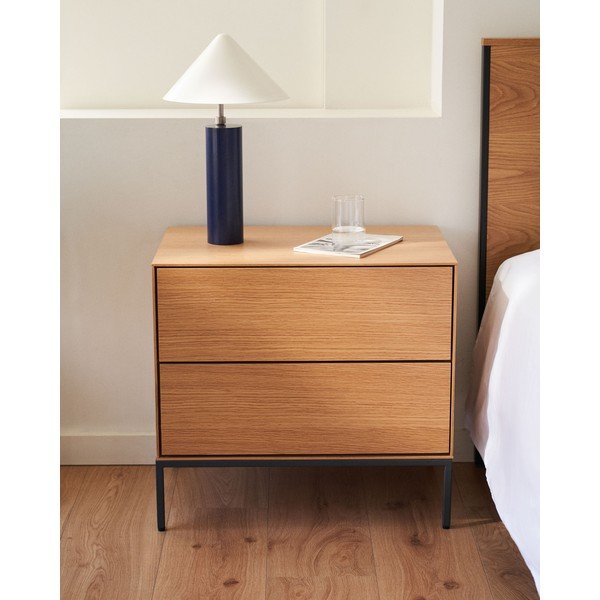 Nočna omarica v hrastovem dekorju Vedrana – Kave Home-image-1