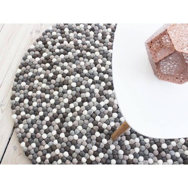 Sivo-bela volnena preproga Wooldot Ball Rugs, ⌀ 120 cm-image-2