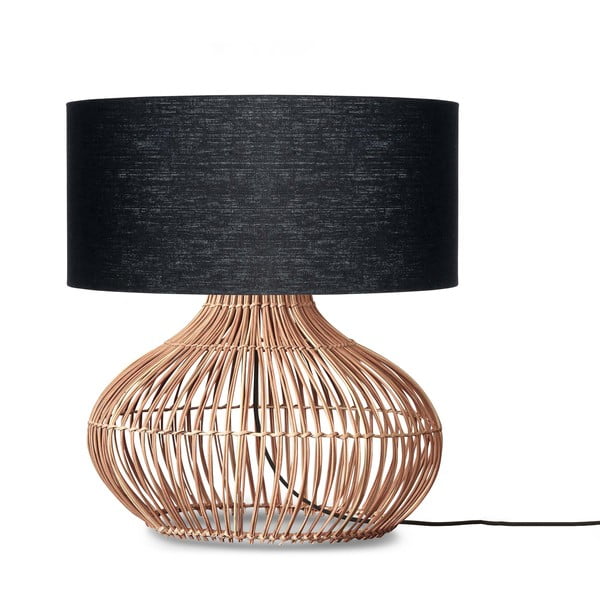 Črna/naravna namizna svetilka s tekstilnim senčnikom (višina 60 cm) Kalahari – Good&Mojo