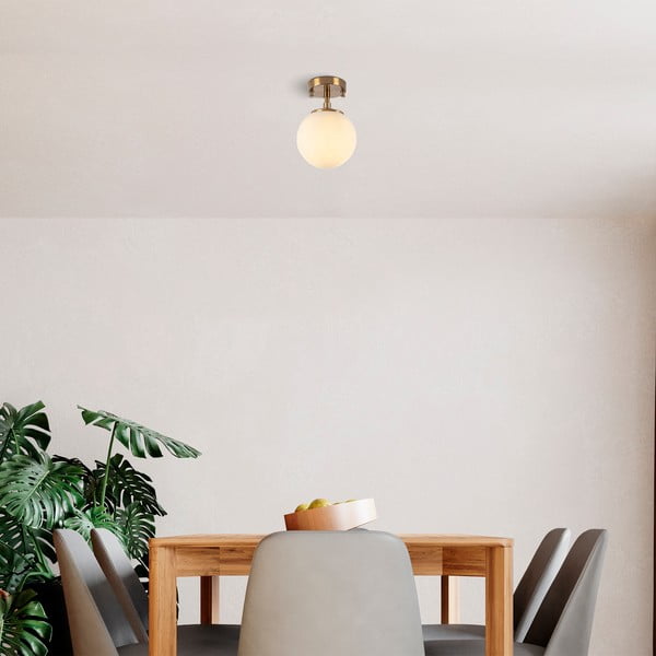 Bela/medeninasta stropna svetilka s steklenim senčilom ø 15 cm Atmaca – Opviq lights-image-1