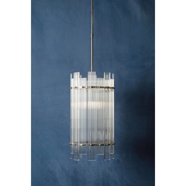 Kovinska viseča svetilka v srebrni barvi s steklenim senčilom ø 27 cm Ritz – Premier Housewares-image-1