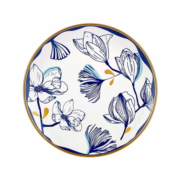 Komplet 6 beliih porcelanastih desertnih krožnikov z modrimi cvetovi Mia Bleu Pasta, ⌀ 19 cm