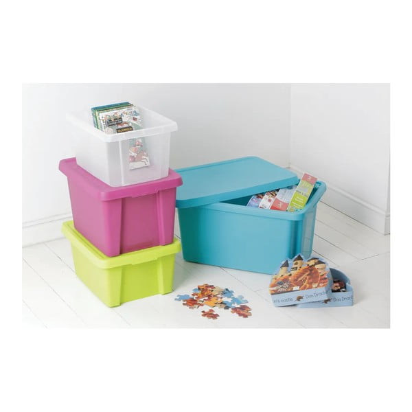 Modra škatla za shranjevanje s pokrovom Curver Essentials, 45 l-image-1