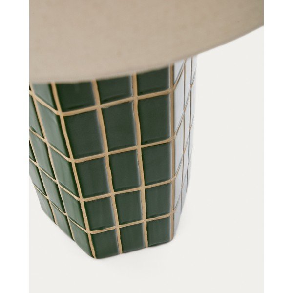 Zelena/kremno bela namizna svetilka s tekstilnim senčilom (višina 61,5 cm) Rue – Kave Home-image-4