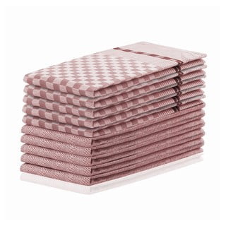 Komplet 10 temno rožnatih bombažnih krp DecoKing Louie,, 50 x 70 cm