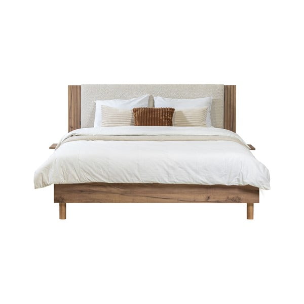 Bež zakonska postelja z letvenim dnom 140x190 cm Lior – Bobochic Paris-image-2