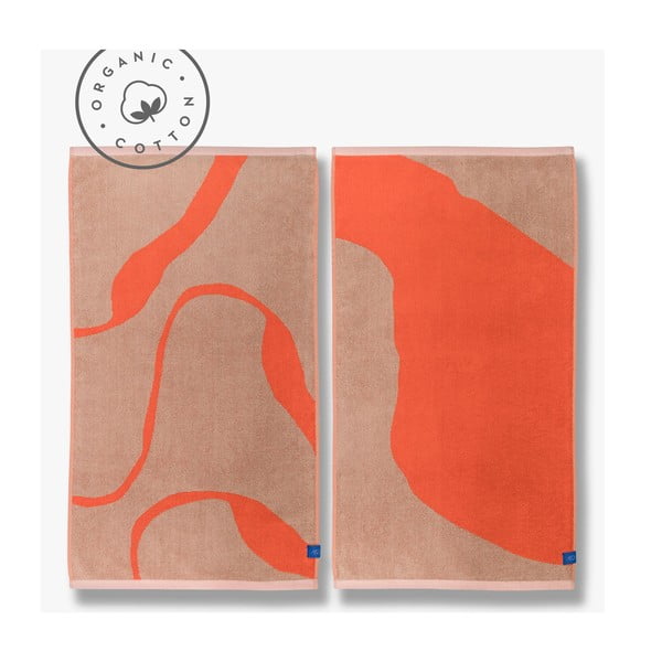 Oranžne/svetlo rjave brisače iz organskega bombaža v kompletu 2 ks 50x90 cm Nova Arte – Mette Ditmer Denmark