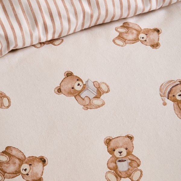 Kremno bela napenjalna enojna flanelna otroška rjuha 70x140 cm Brushed Teddy Bear – Catherine Lansfield-image-2