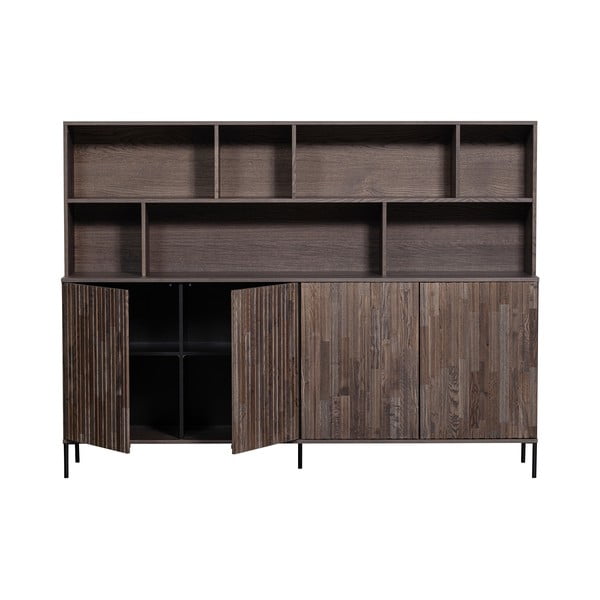 Rjav regal v jesenovem dekorju 200x150x44 cm Gravure – WOOOD-image-2