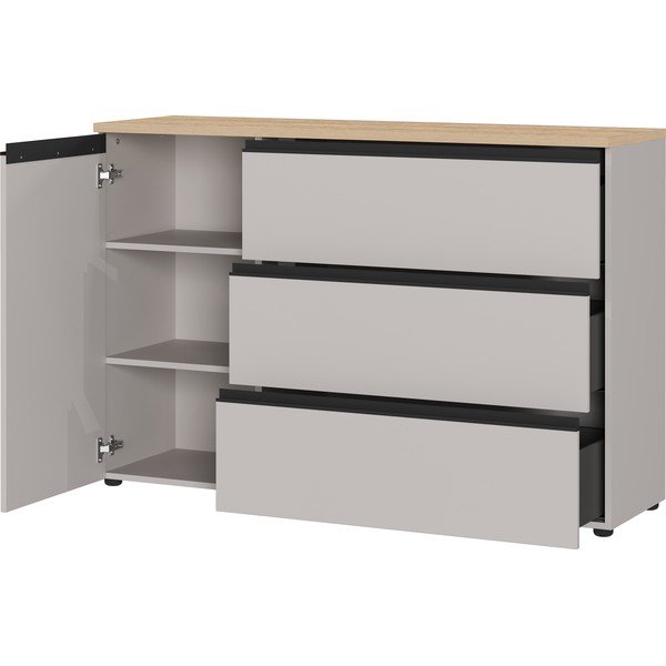 Sivo-bež/v svetli naravni barvi komoda 135x91x41 cm Cormano – Germania-image-3