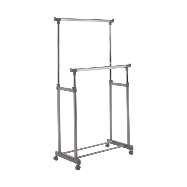 Kovinsko teleskopsko stojalo za oblačila na kolesih v srebrni barvi – Premier Housewares-image-2
