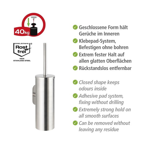 WC ščetka iz nerjavečega jekla v mat srebrni barvi z namestitvijo brez vrtanja Orea – Wenko-image-3